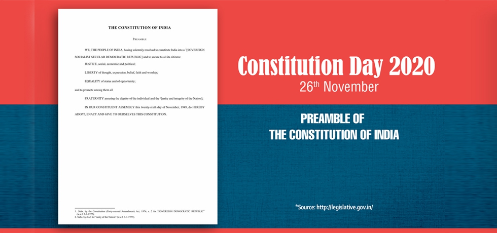 PREAMBLE OF THE INDIAN CONSTITUTION CONSTITUTION DAY